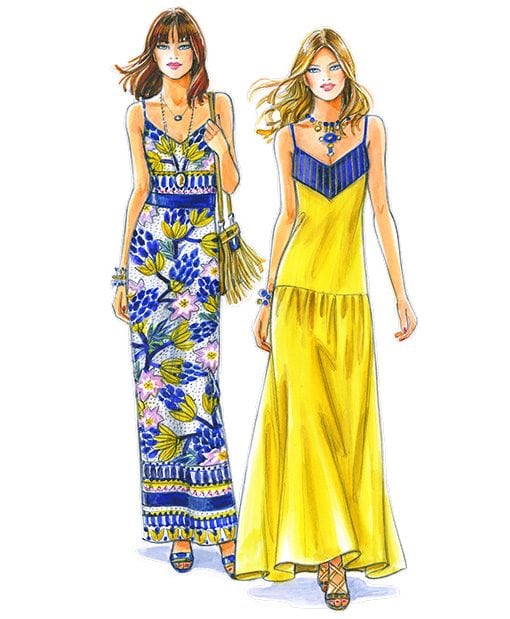 Sewing Patterns for Dresses. Model 11 & 12